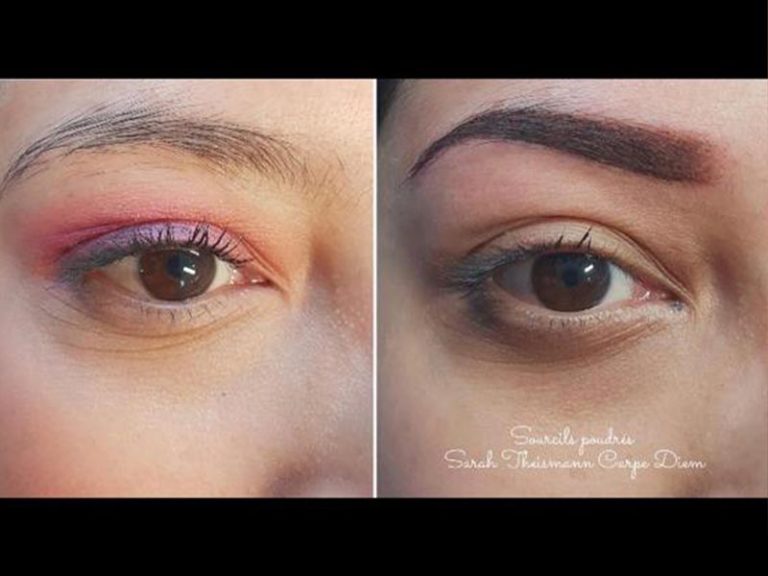Maquillage des sourcils avant et après